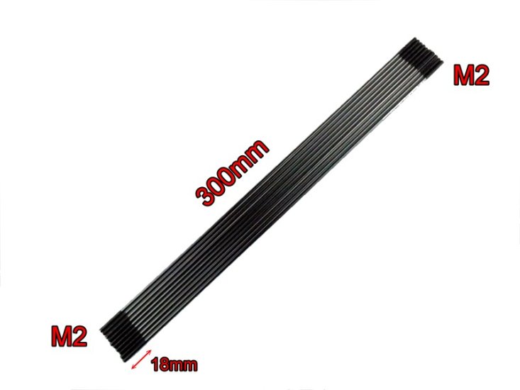 M2 Threaded (Both Ends) Stainless Steel Push Rod 300mm Long - Click Image to Close
