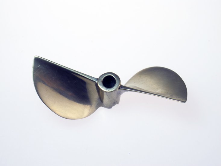 70mm Diameter 2 Blade Cast Copper Propellor for 1/4" Shaft - Click Image to Close