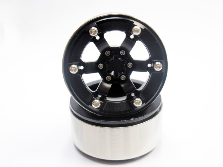 Alloy Beadlock 1.9 Wheel Rim Black 1:10 RC Crawlers x 2 - Click Image to Close