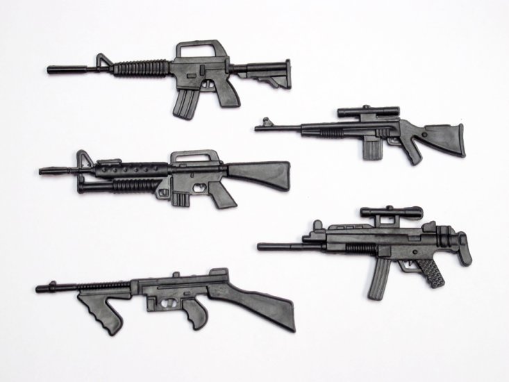 1:10 Scale ABS Machine Guns 5 Pack M-Type - Click Image to Close