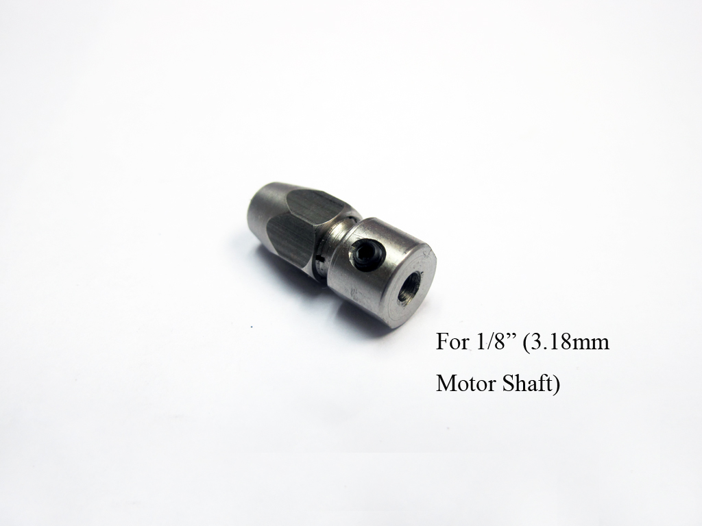 Flex Collet for 1/8" Un-Thread Motor Shaft to 4mm Cable Shaft - Click Image to Close
