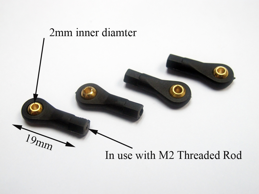 Black Plastic Ball Joints x 4 unit for M2 Threaded Rod - Click Image to Close